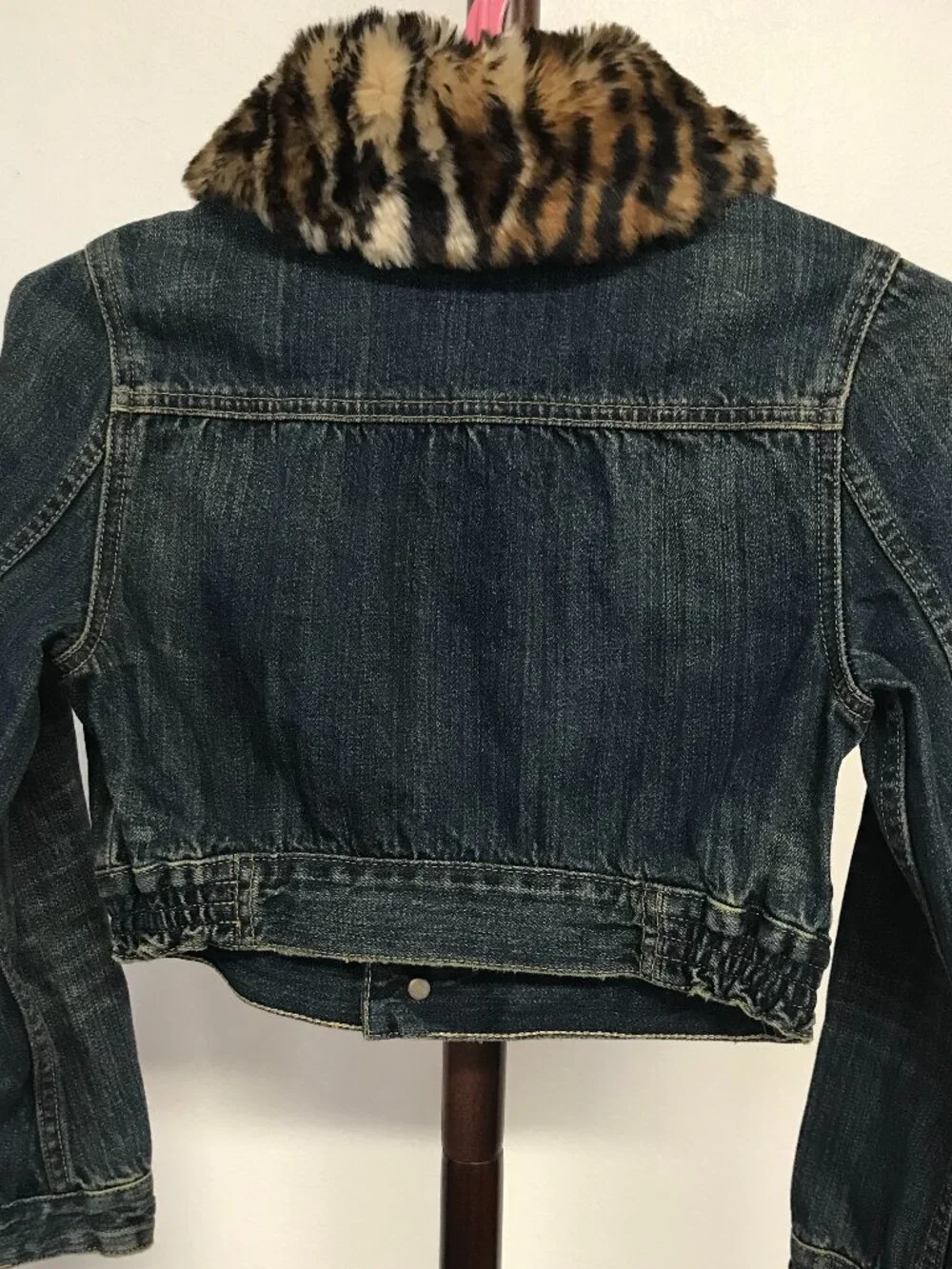Ralph Lauren Girls Denim Jacket 8 NWOT Removable Leopard Collar